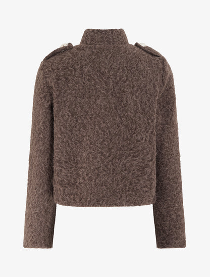 Veste courte duveuteuse et zippée - Marron - 2