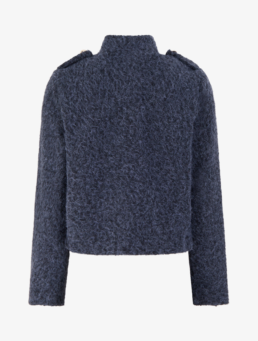 Veste courte duveuteuse et zippée - Marine - 2