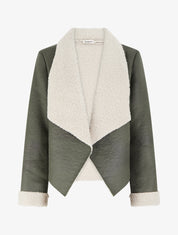 Blouson aviateur à col châle moumoute - Kaki - 1