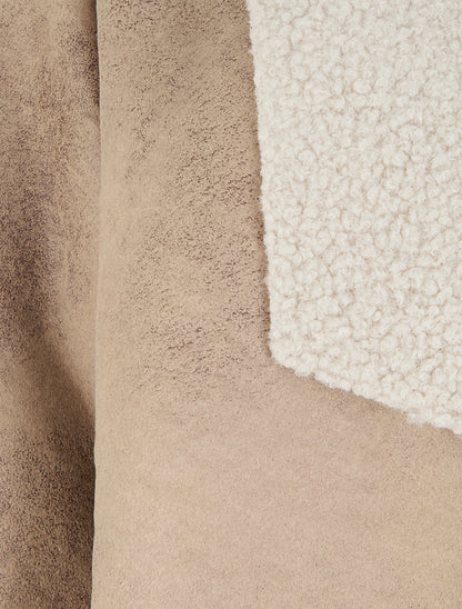 Blouson aviateur à col châle moumoute - Beige - 3