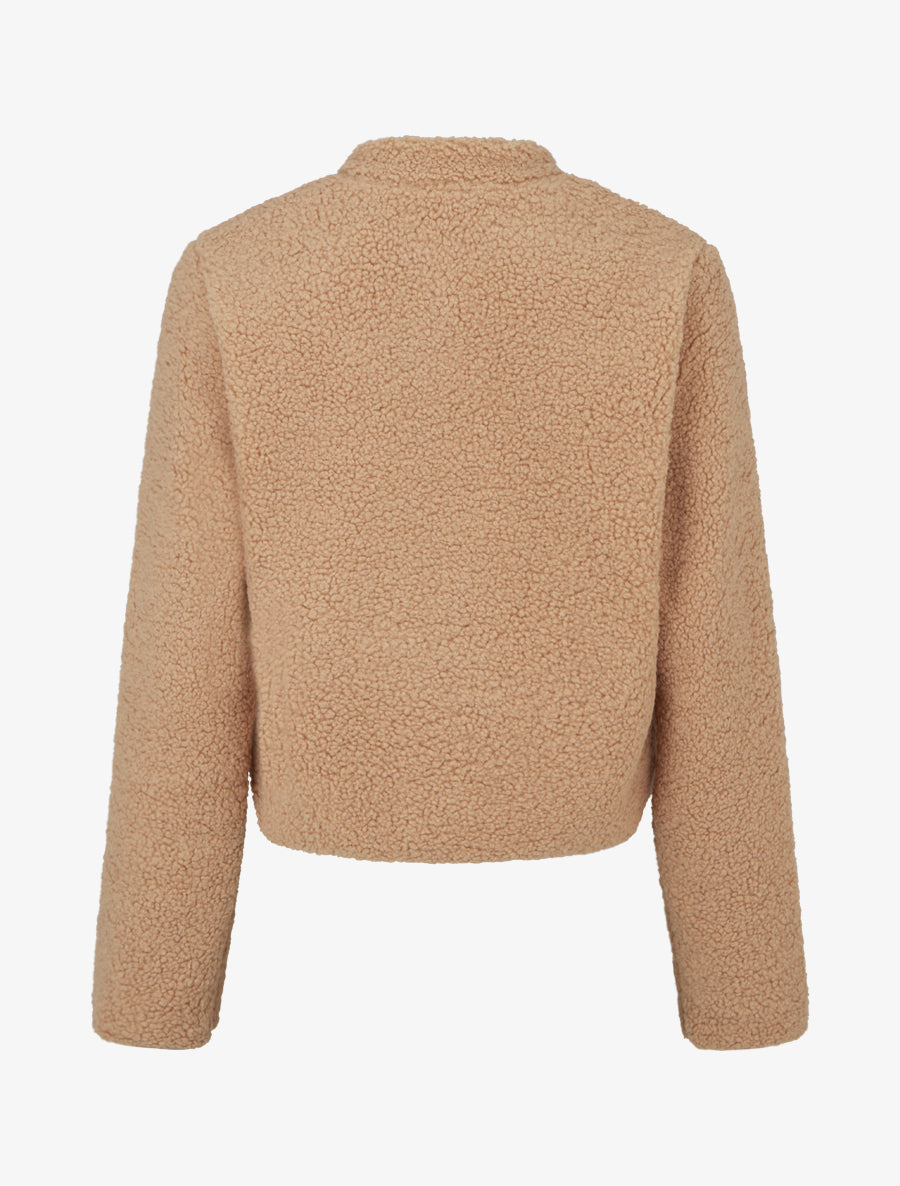 Veste effet laine bouclée style officier - Camel - 2
