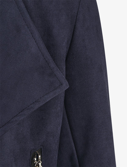Veste en suédine à pans asymétriques - Marine - 3