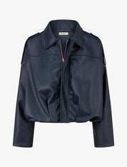 Veste simili ample style bomber - Bleu nuit - 1