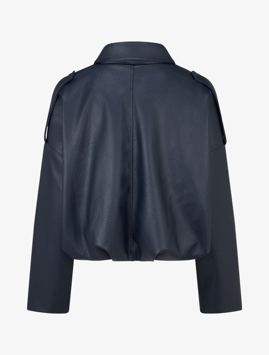 Veste simili ample style bomber - Bleu nuit - 2