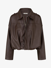 Veste simili ample style bomber - Marron - 1
