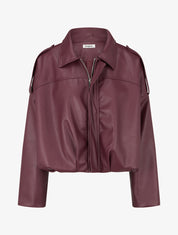 Veste simili ample style bomber - Lie de vin - 1