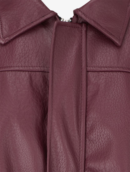 Veste simili ample style bomber - Lie de vin - 3