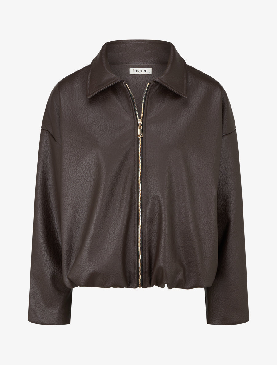 Bomber en simili coupe boule - Marron - 1