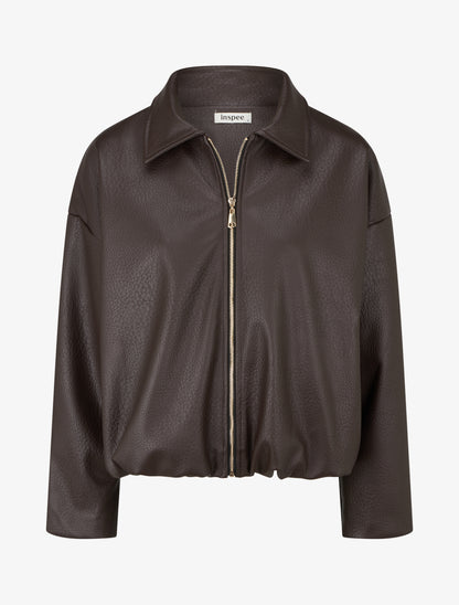 Bomber en simili coupe boule - Marron - 1