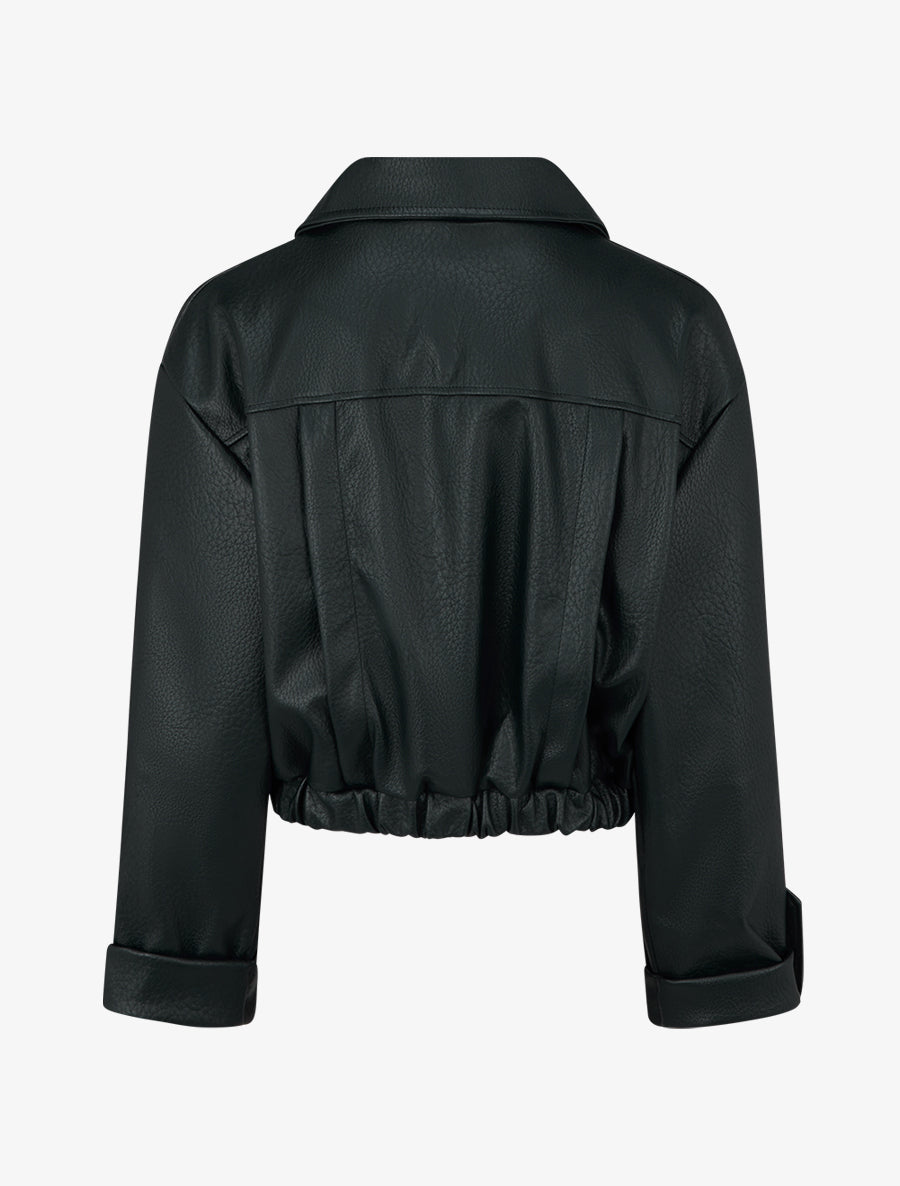 Blouson court en simili - Noir - 2