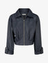 Blouson court en simili - Bleu nuit - 1
