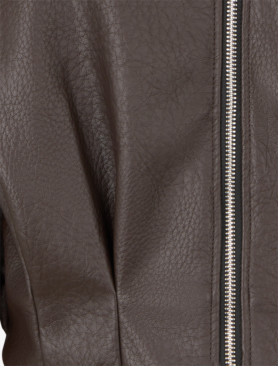 Blouson court en simili - Marron - 3
