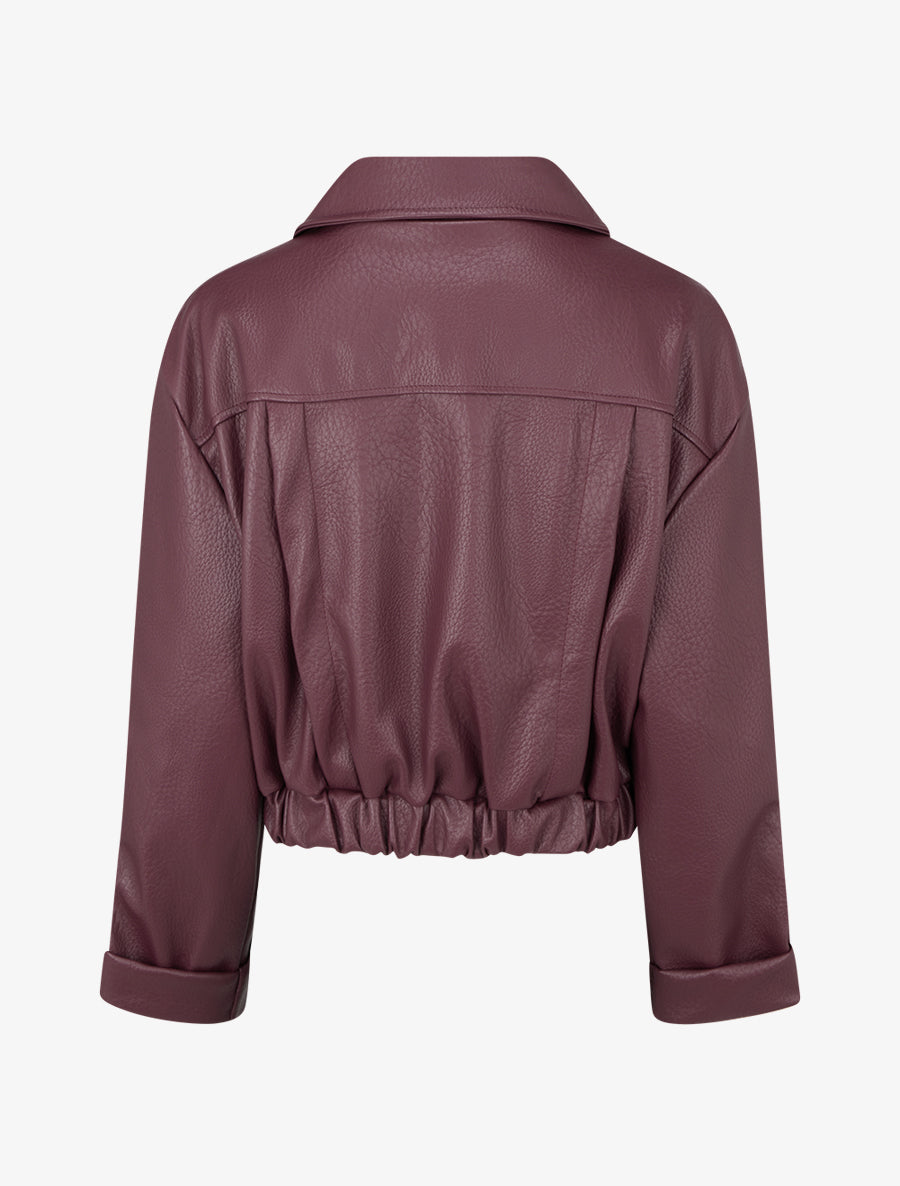 Blouson court en simili - Lie de vin - 2