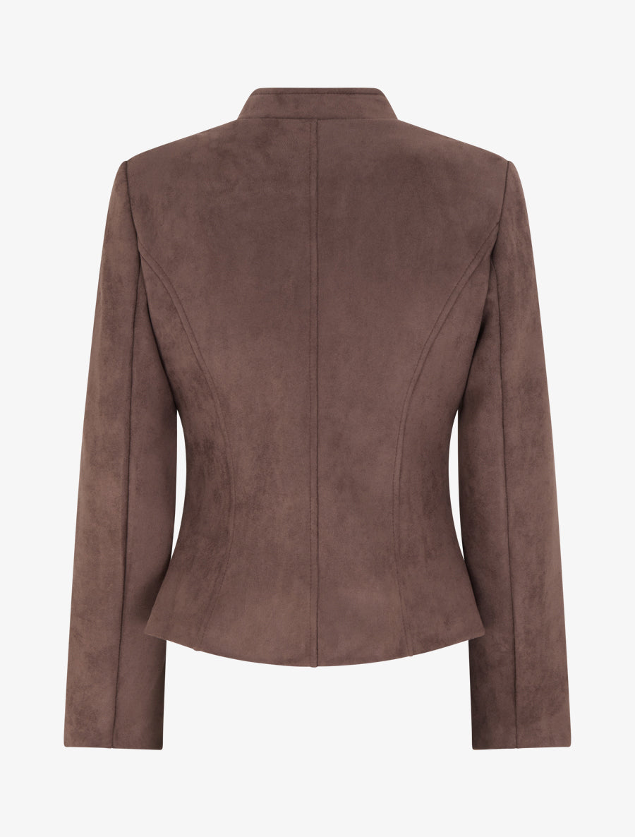 Veste style perfecto en suédine - Chocolat - 2