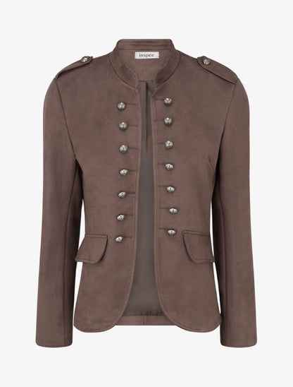 Veste en suédine style officier - Marron clair - 1