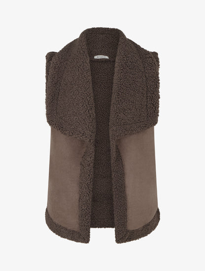Blouson sans manches effet peau de mouton - Marron - 1