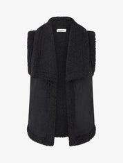 Blouson sans manches effet peau de mouton - Noir - 1