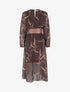 Robe longue imprimé feuilles à rayures irisées - Marron - 1