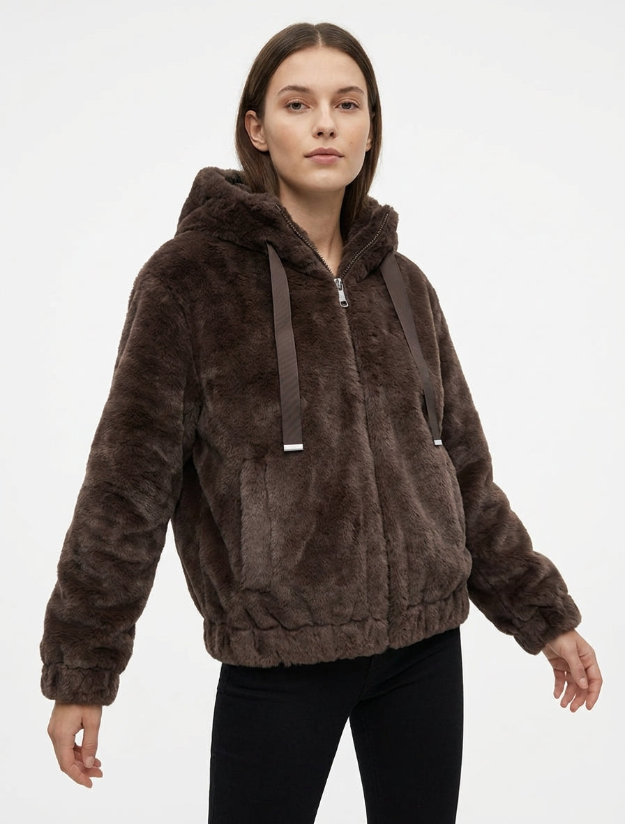 Kunstpelzjacke - Braun