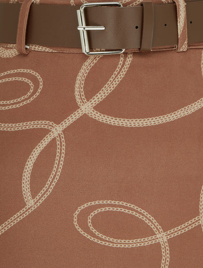 Jupe longue imprimé graphique en suédine - Camel - 3