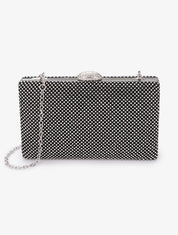 Minaudière rectangulaire à strass - Noir - 1