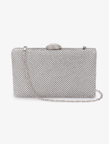 Minaudière rectangulaire à strass - Argent - 3