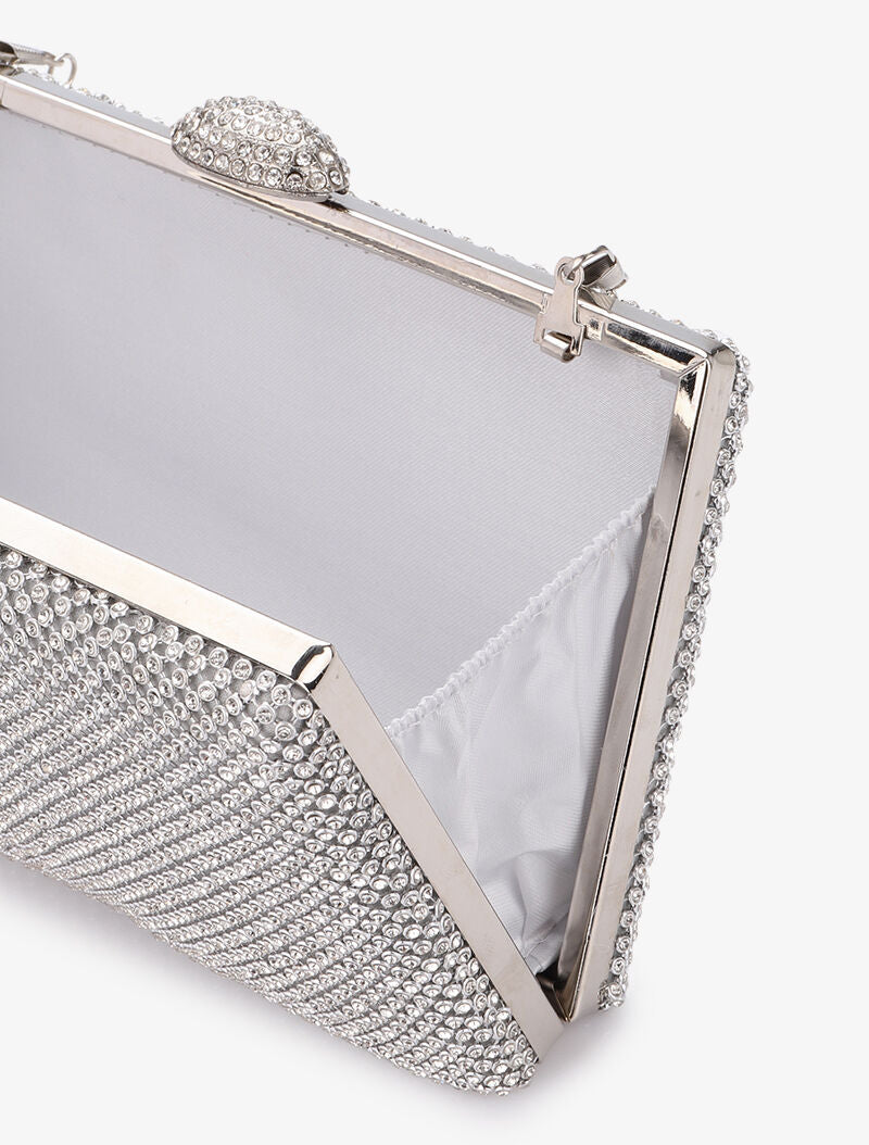 Minaudière rectangulaire à strass - Argent - 4