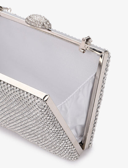 Minaudière rectangulaire à strass - Argent - 4