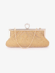 Pochette style bourse à strass et fermoir bague - Or - 1