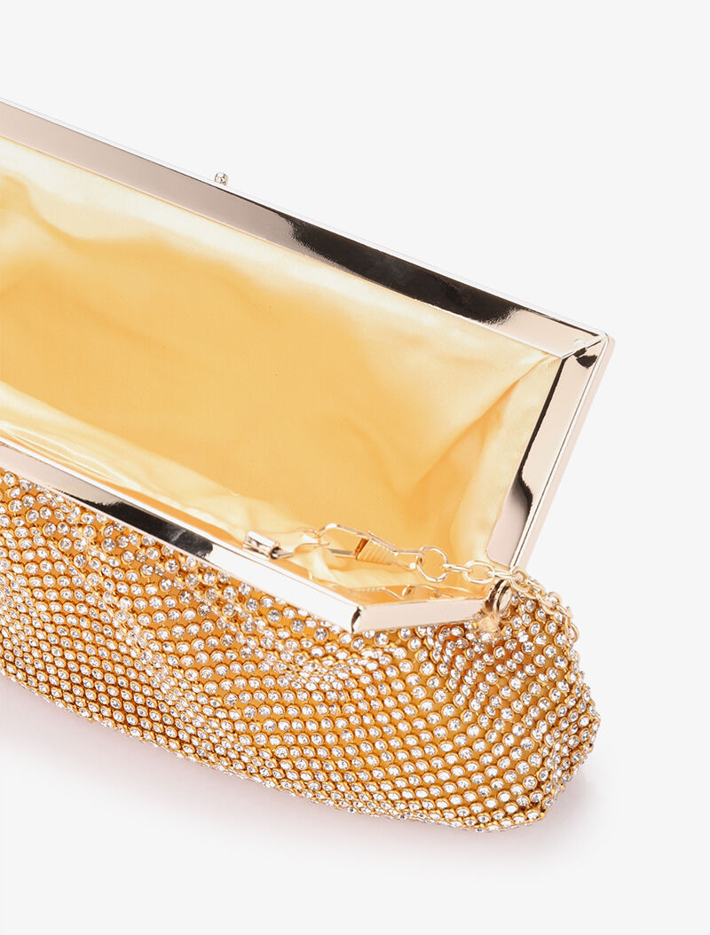 Pochette style bourse à strass et fermoir bague - Or - 4