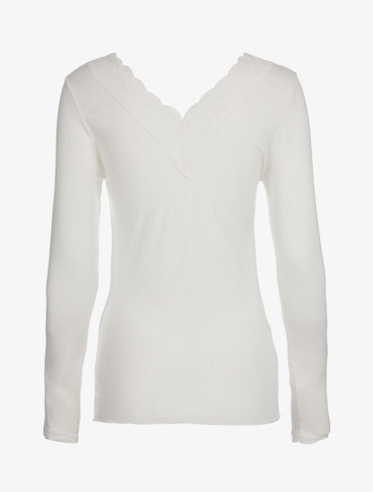 Top fin col dentelle - Blanc - 2