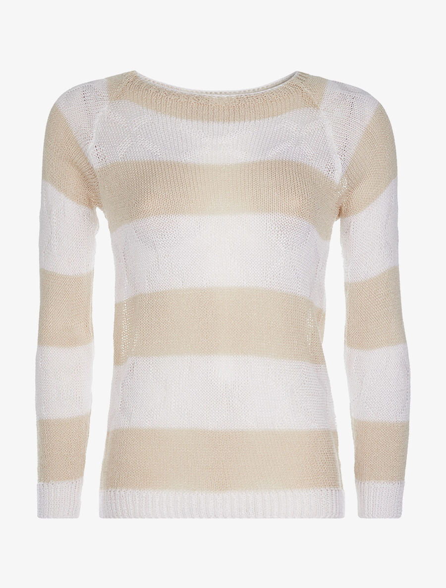 Pull maille à reliefs - Beige - 1
