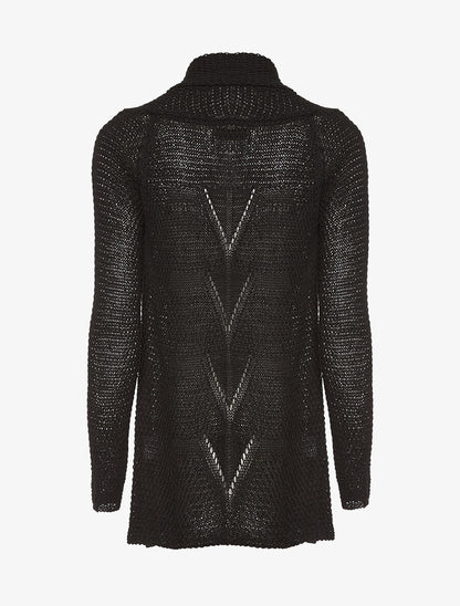 Gilet ouvert maille fine - noir - 2