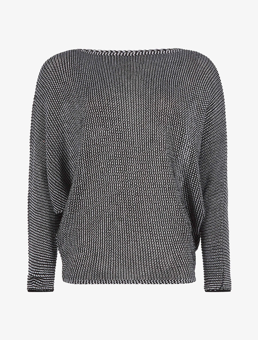Pull chauve-souris mouliné - noir - 1