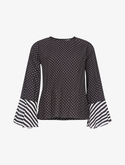 Blouse manches flutes à pois - noir - 3