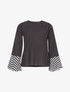 Blouse manches flutes à pois - noir - 3