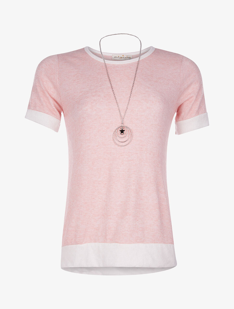 Pull doux à manches courtes - rose - 1