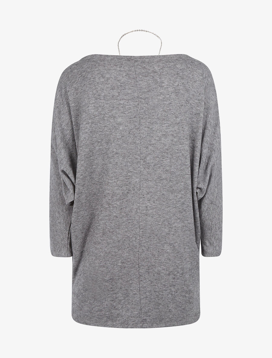 Pull doux et sautoir étoile - gris - 2
