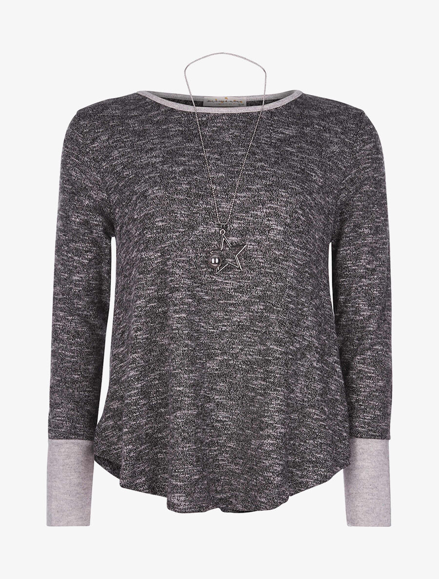 Pull manches grises - noir - 3