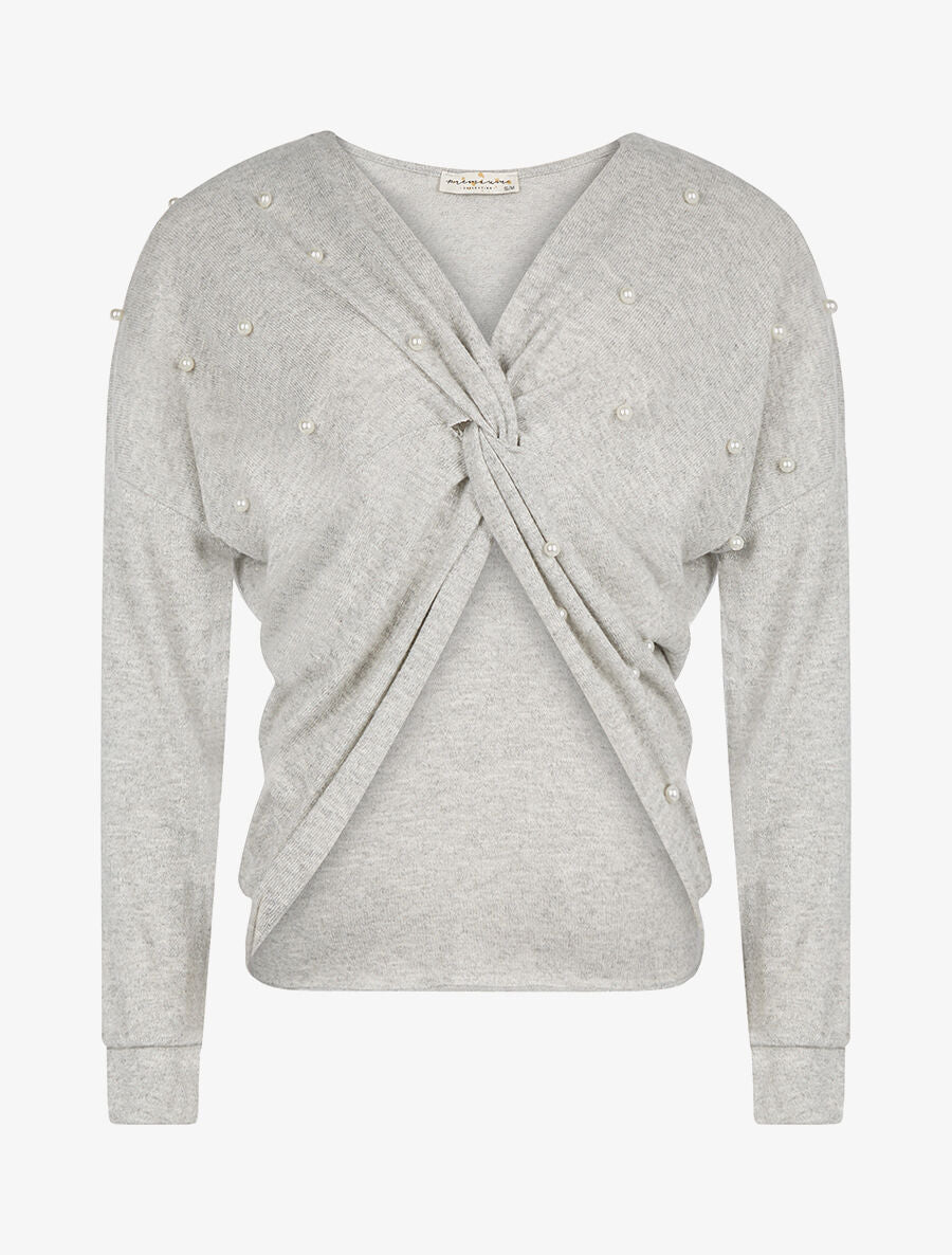 Pull perlé avant croisé - gris - 1