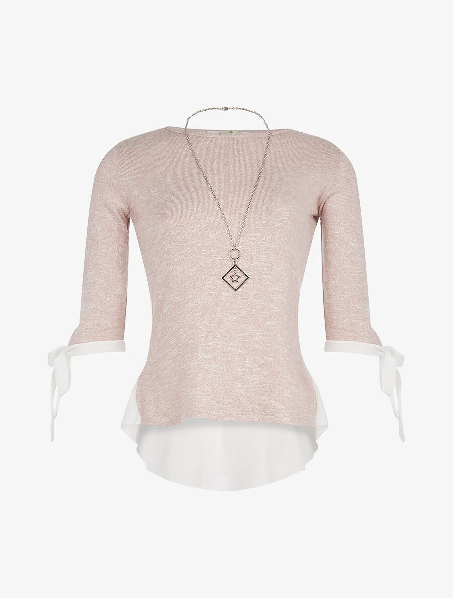 Pull dos voile - rose pâle - 1