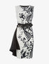 Robe face imprimée fleur - blanc et noir - 1
