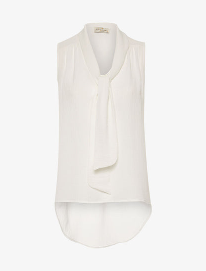 Top fin col à nouer - blanc - 1