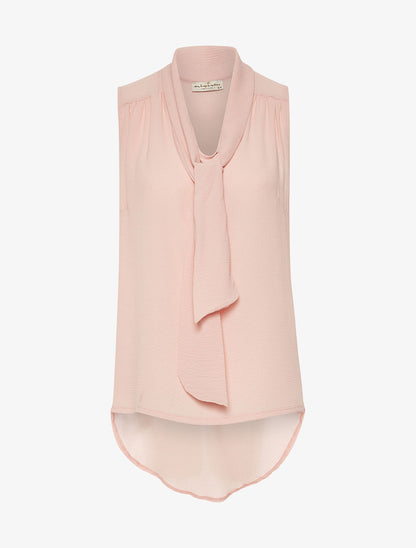 Top fin col à nouer - rose - 1
