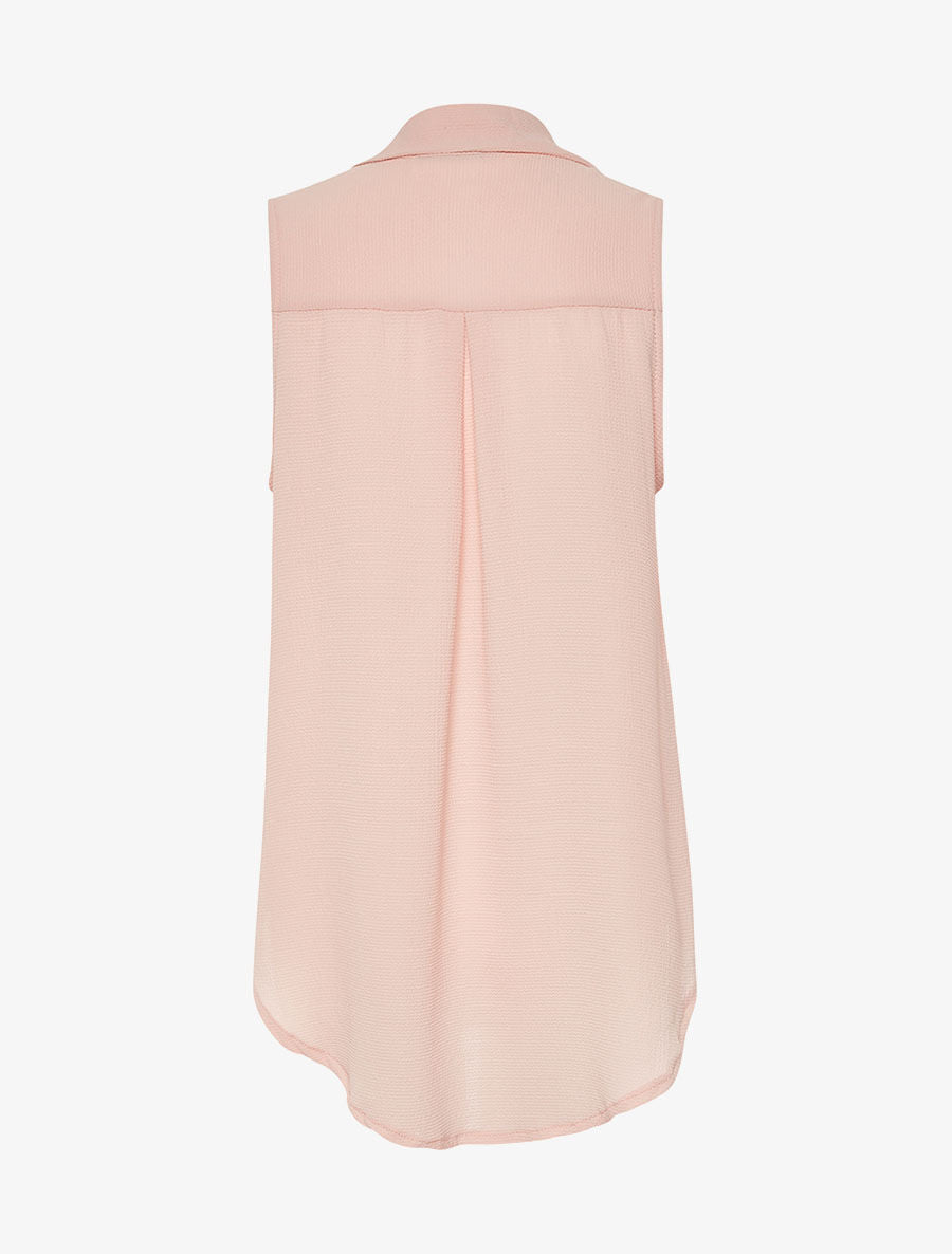 Top fin col à nouer - rose - 2