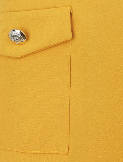 Robe portefeuille à manches courtes - Moutarde - 3