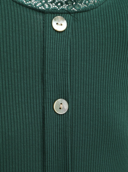 Top slim dos nu et dentelle - Vert foncé - 3