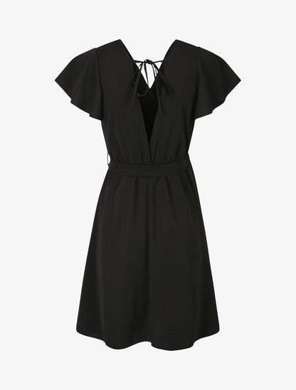 Robe fluide à encolure cache-coeur - Noir - 2