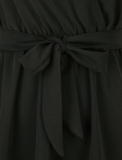 Robe fluide à encolure cache-coeur - Noir - 3