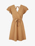 Robe fluide à encolure cache-coeur - Camel - 4